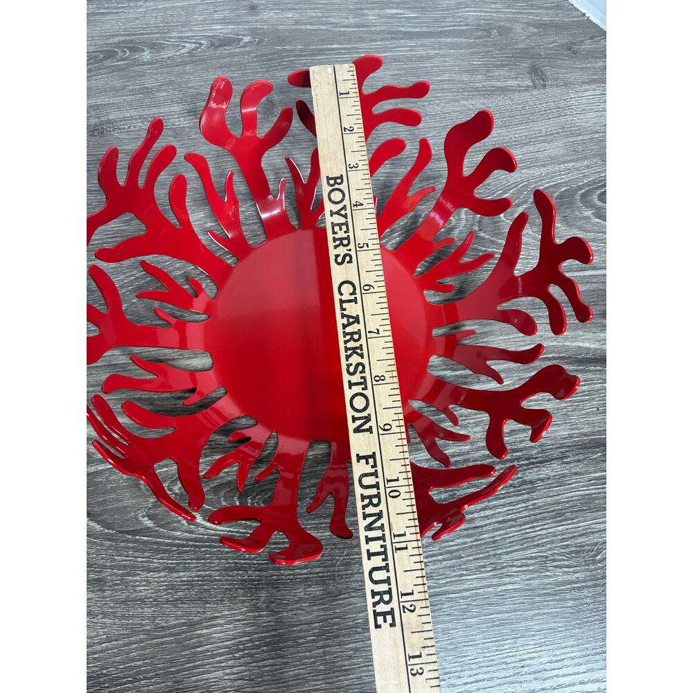 Alessi Mediterraneo Red Stainless Steel Coral Fruit Bowl 11" Italy - Picture 4 of 8